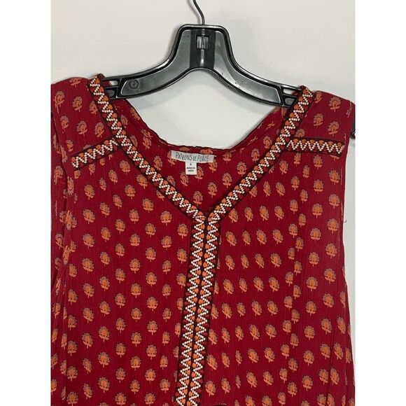 Patrons of Peace Women's Sangria Floral Embroidered Indian Tank Top Red Small - Picture 8 of 11